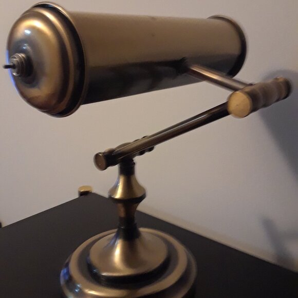 Vintage Brass Banker's Desk Lamp - Picture 2 of 12